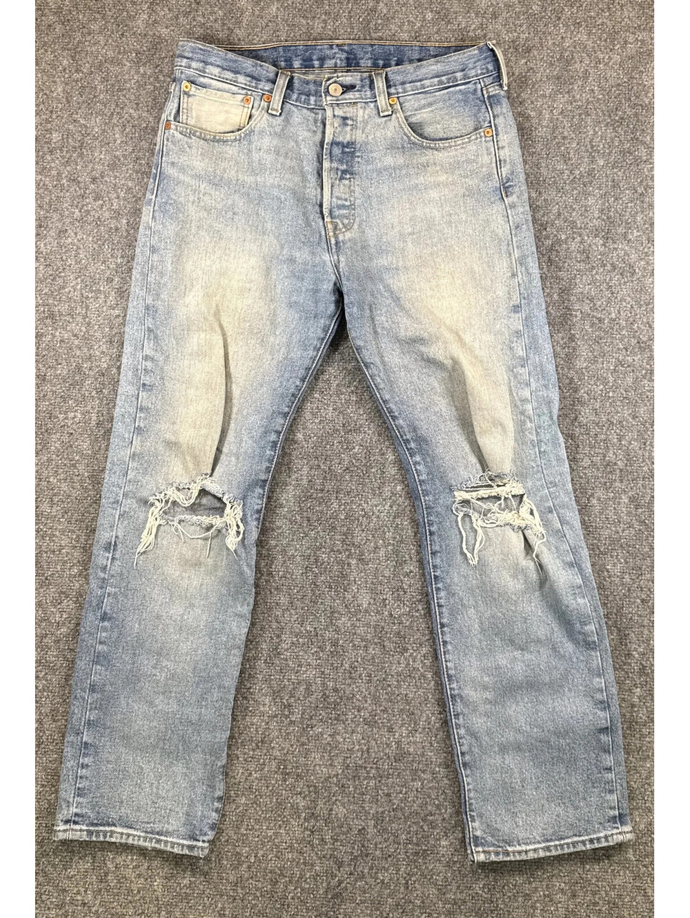 Levi's 501 Ripped Knee Button Fly Jeans